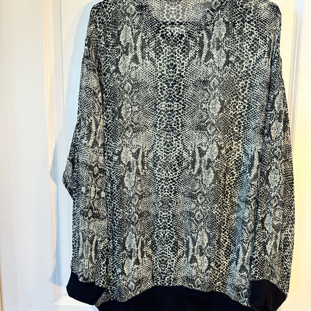 Free People Lori Python Sheer Oversized Button Up… - image 3